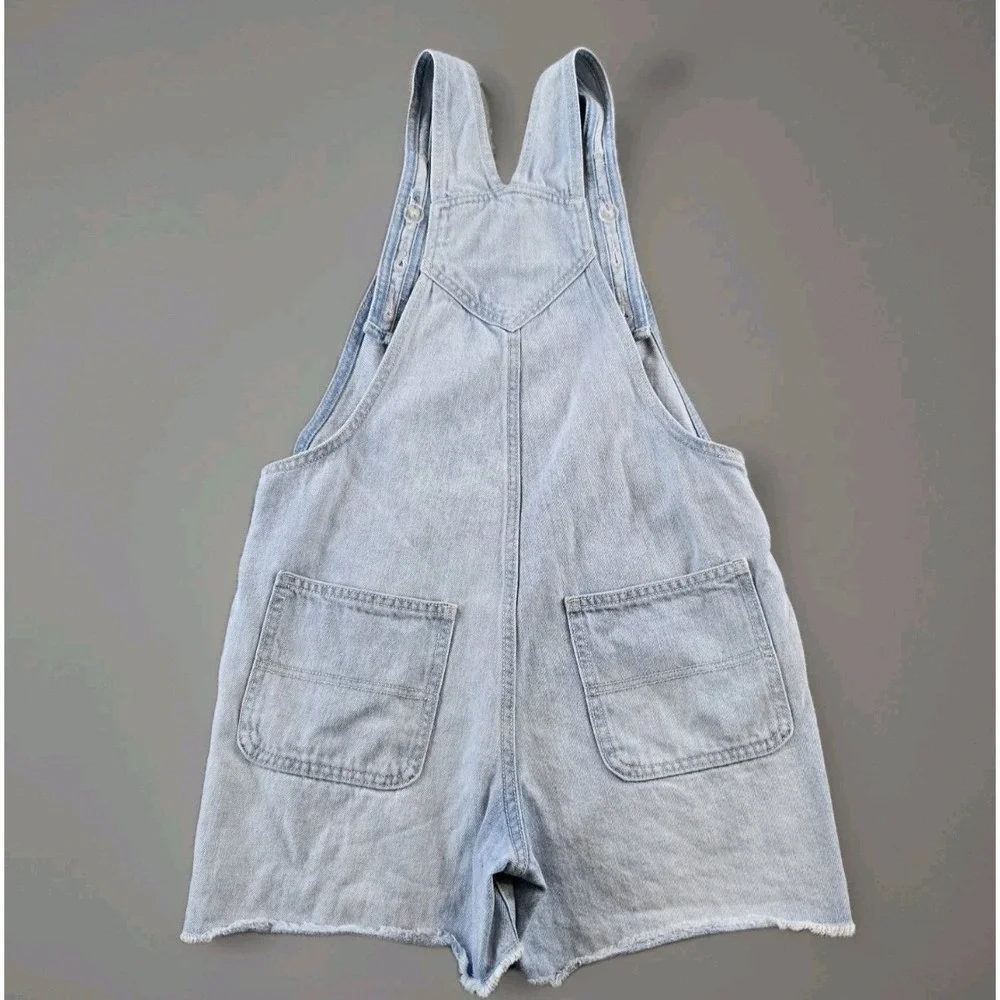 Old Navy Girl's Overall Shorts 100% Cotton‎ Light Wash Adjustable Straps XL